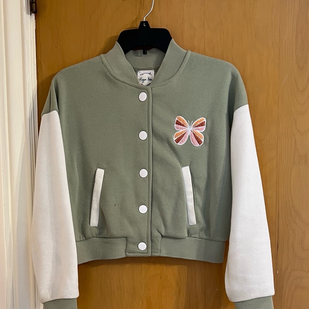 Hippie Rose Olive and Cream Bomber Jacket
